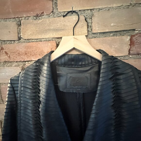 🖤 LINE Brand Black Textured Lambskin Leather Jacket 🖤 - Picture 8 of 9